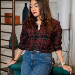 Women's Long Sleeve Flannel Shirt in Maroon by Gorur Ghash. Fabric: Flannel. Price: ৳1000. Made in Bangladesh (BD). Buy The Worried Weather Forecaster now!
