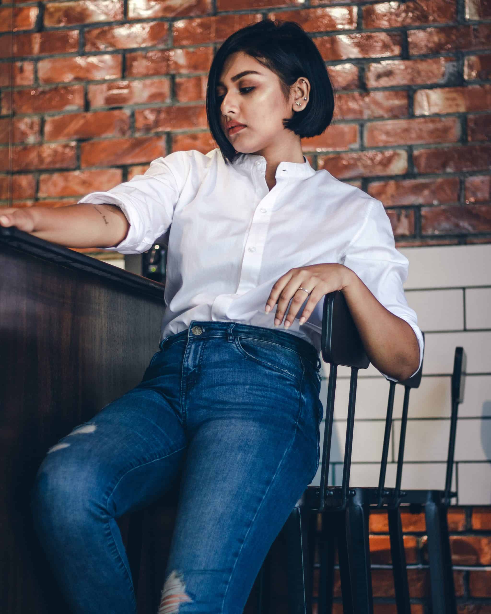 Women's White Band Collar Shirt | Mandarin Collar - Image 5