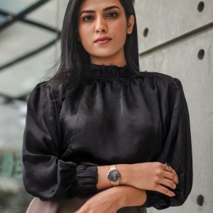 Women's Black Silk Top | The Diana