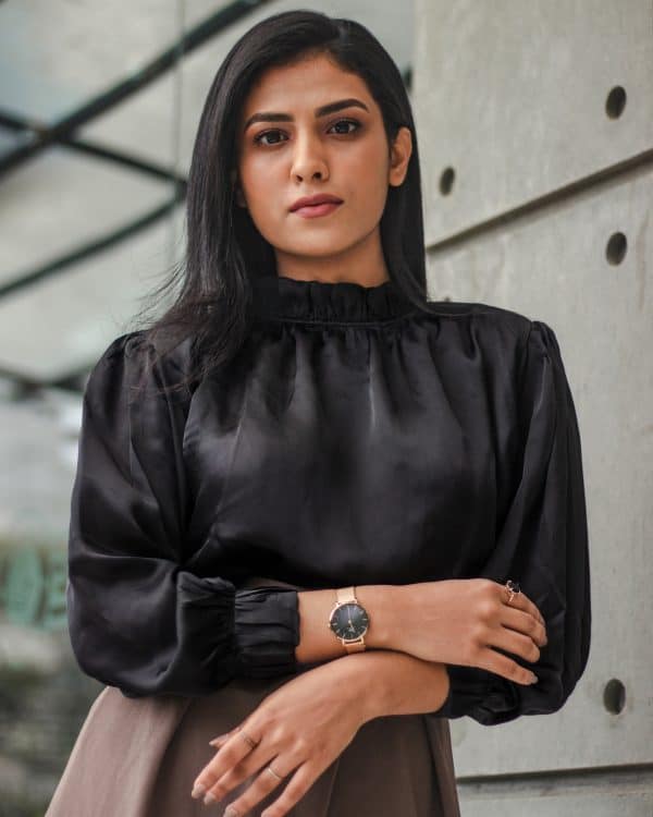 Women's Black Silk Top | The Diana