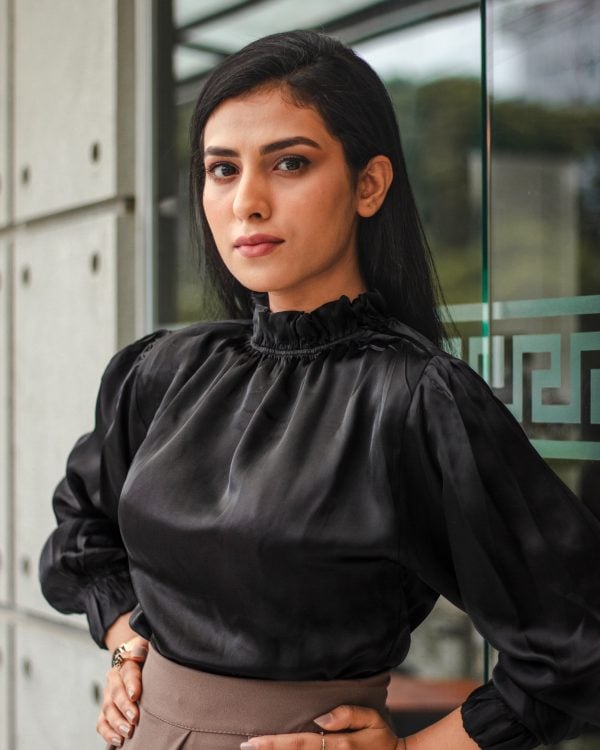 Women's Black Silk Top | The Diana - Image 3