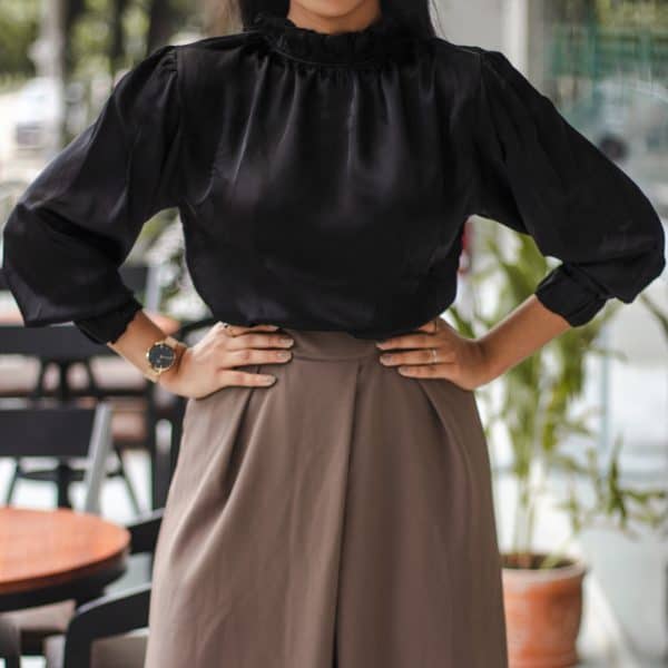 Women's Black Silk Top | The Diana - Image 2