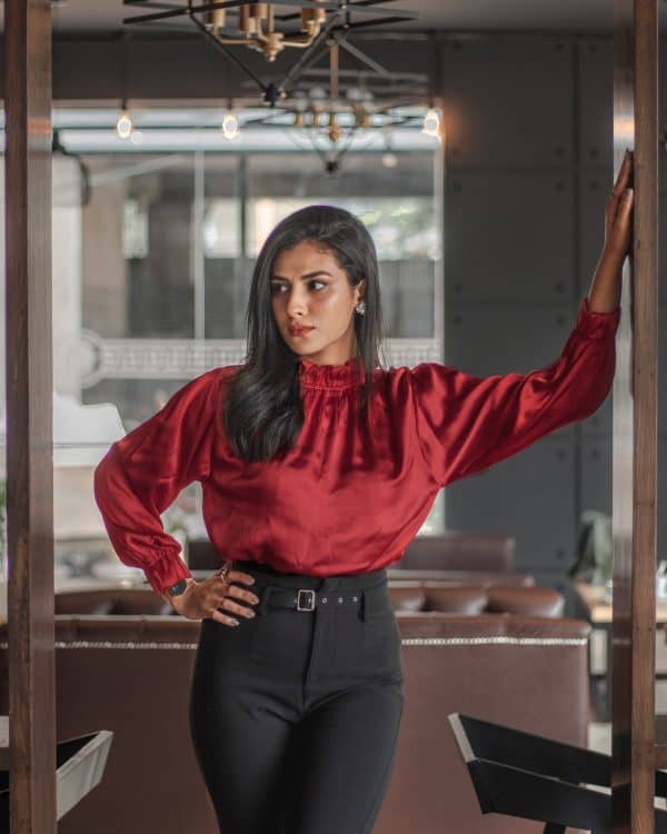 Women's Red Silk Top | The Victoria - Image 6