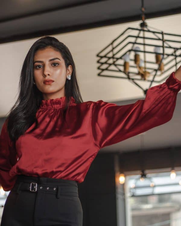Women's Red Silk Top | The Victoria - Image 5