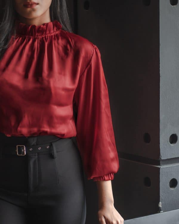 Women's Red Silk Top | The Victoria - Image 2