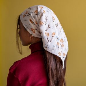 Printed Georgette Square Head Scarf For Women in White by Gorur Ghash. Fabric: Georgette. Price: ৳400. Made in Bangladesh (BD). Buy Wildflower Willows now!