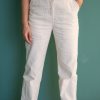 Women's White Mid Rise Corduroy Straight Leg Casual Pants by Gorur Ghash. Fabric: Corduroy. Price: ৳1400. Made in Bangladesh(BD). Buy it now!