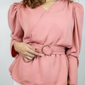 Women's Exquisite Full Sleeve Georgette Wrap Top in Pink by Gorur Ghash. Fabric: Gerogette. Price: ৳1200. Made in Bangladesh(BD). Buy now!