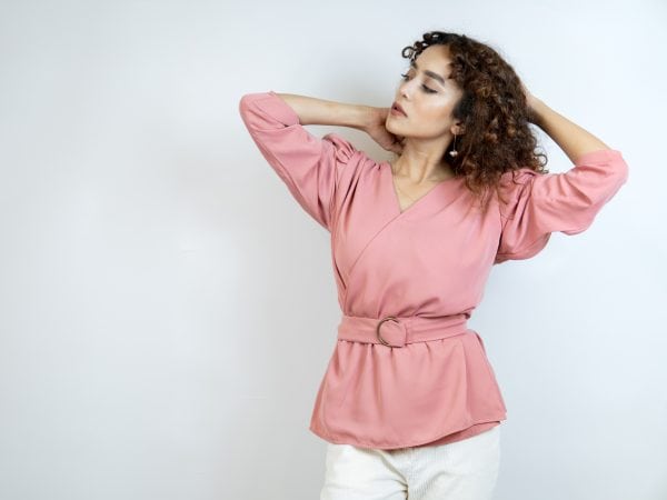 Women's Wrap Top in Pink - Image 7
