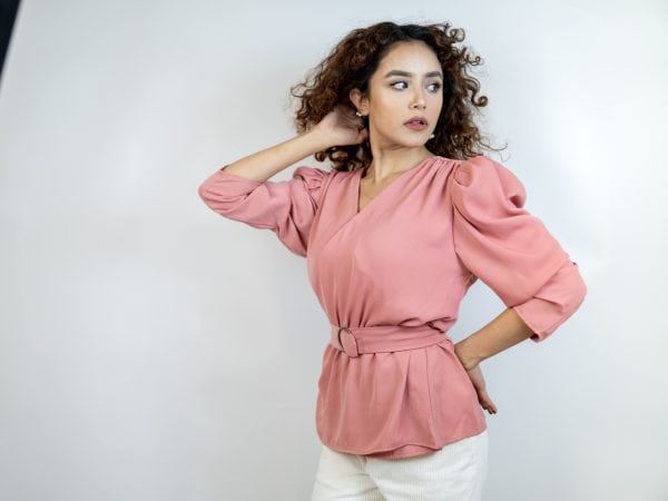 Women's Wrap Top in Pink - Image 8