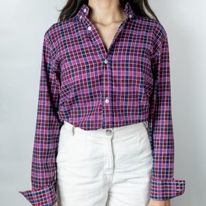 Women’s Long Sleeve Flannel Shirt in Purple by Gorur Ghash