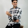 Men’s Long Sleeve Flannel Shirt in Black and White