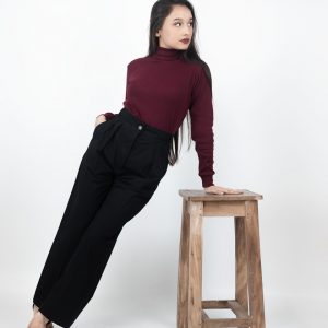 Introducing Women Black Straight Fit Pleated Formal Pants by Gorur Ghash. Price: ৳1500. Fabric: Cotton + Polyester Mix. Order now!