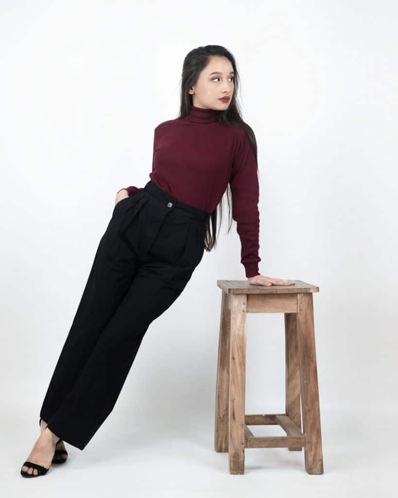 Introducing Women Black Straight Fit Pleated Formal Pants by Gorur Ghash. Price: ৳1500. Fabric: Cotton + Polyester Mix. Order now!