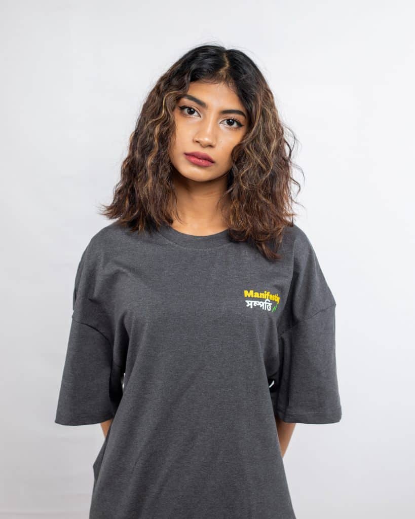 Women's Grey Drop T-shirt (Manifesting Shompotti)