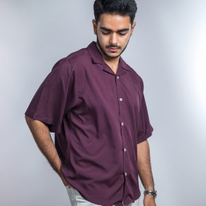Men's Maroon Oversized Drop shoulder Cuban Shirt