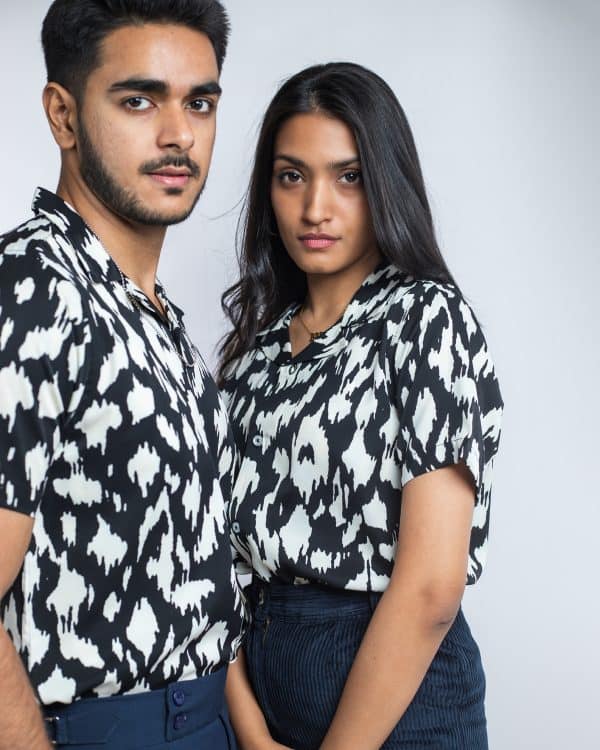 Men’s Party Cuban Shirt in Black and White - Image 5