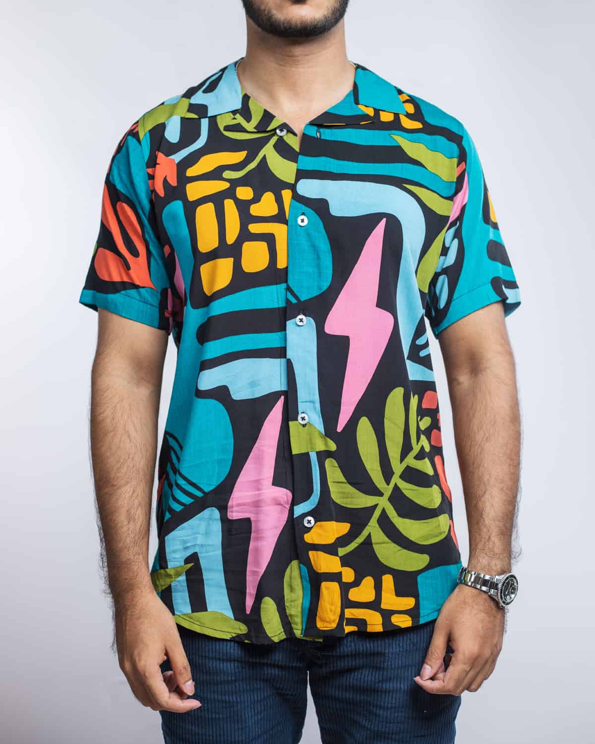 Men’s Half Sleeve Party Cuban Collar Shirt in Funky Colors - Gorur Ghash