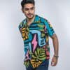 Men’s Half Sleeve Party Cuban Collar Shirt in Funky Colors