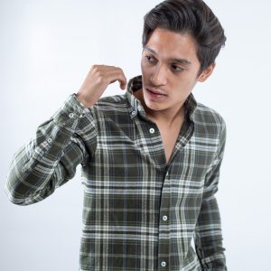 Men’s Long Sleeve Flannel Shirt in Olive