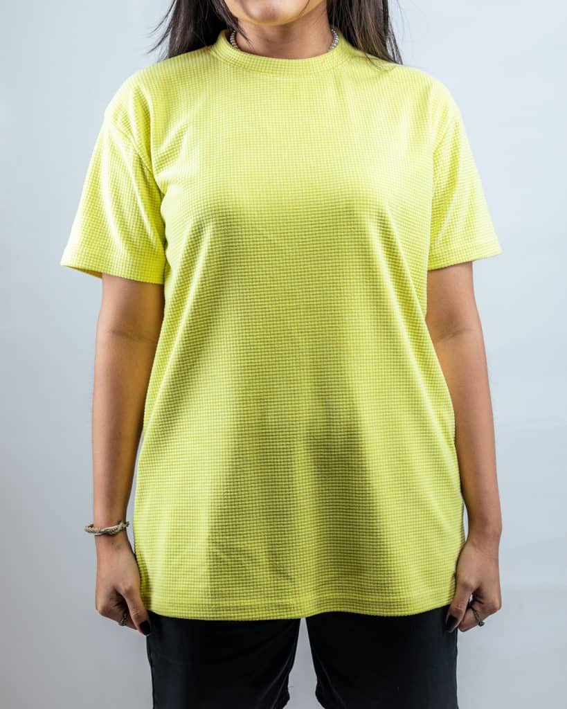 Women's Premium Soft Textured Crewneck Tshirt in Neon Yellow Gorur Ghash