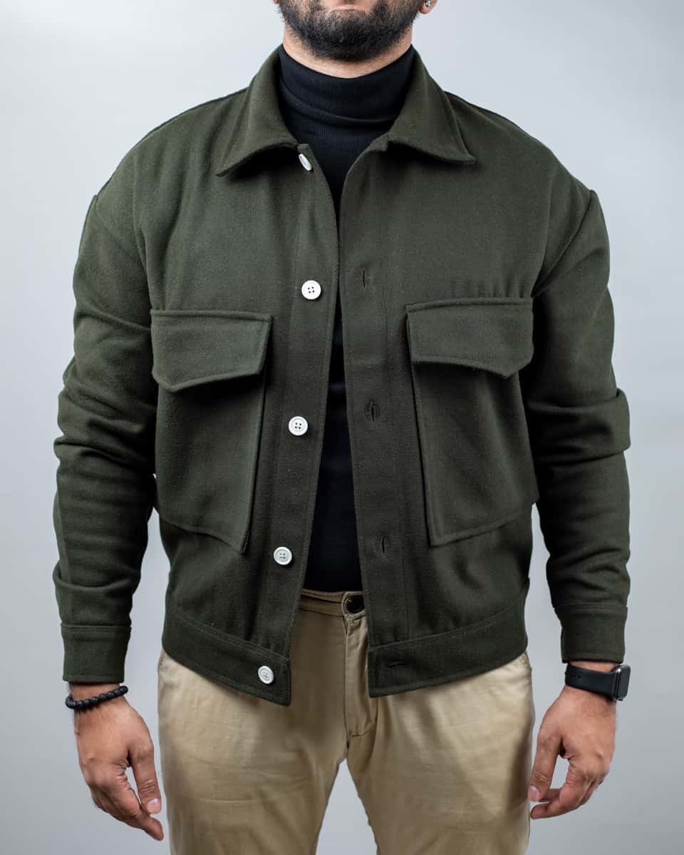 Men's Thick Boxy Jacket in Green - Gorur Ghash