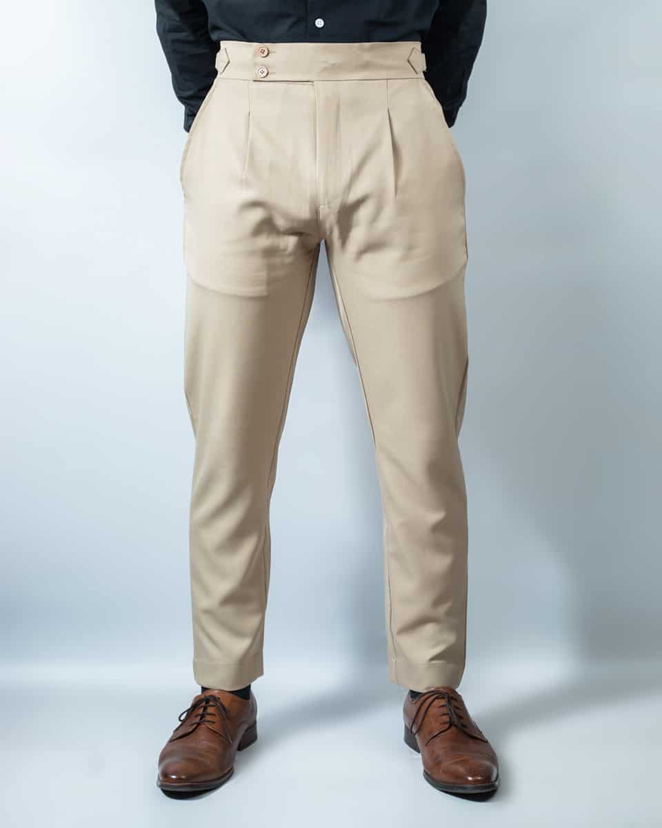 Men s Navy Blue Straight Fit Pleated Formal Gurkha Pants Gorur Ghash