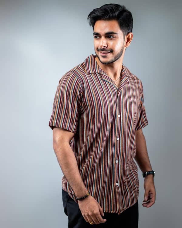 Men's Multicolor Knitted Cuban Shirt - Image 8