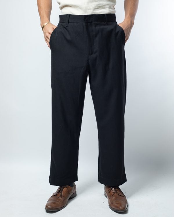 Men's Black Relaxed Fit Pants - Image 3