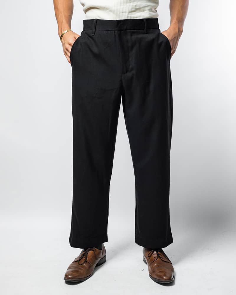 Men's Black Relaxed Fit Pants - Gorur Ghash