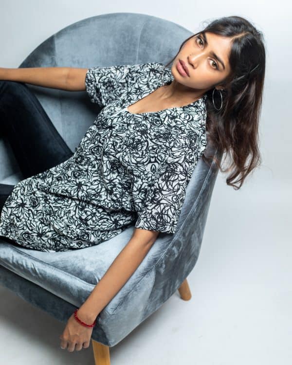 Women’s Black & White Scribble Printed Oversized Drop shoulder Cuban Shirt - Image 5