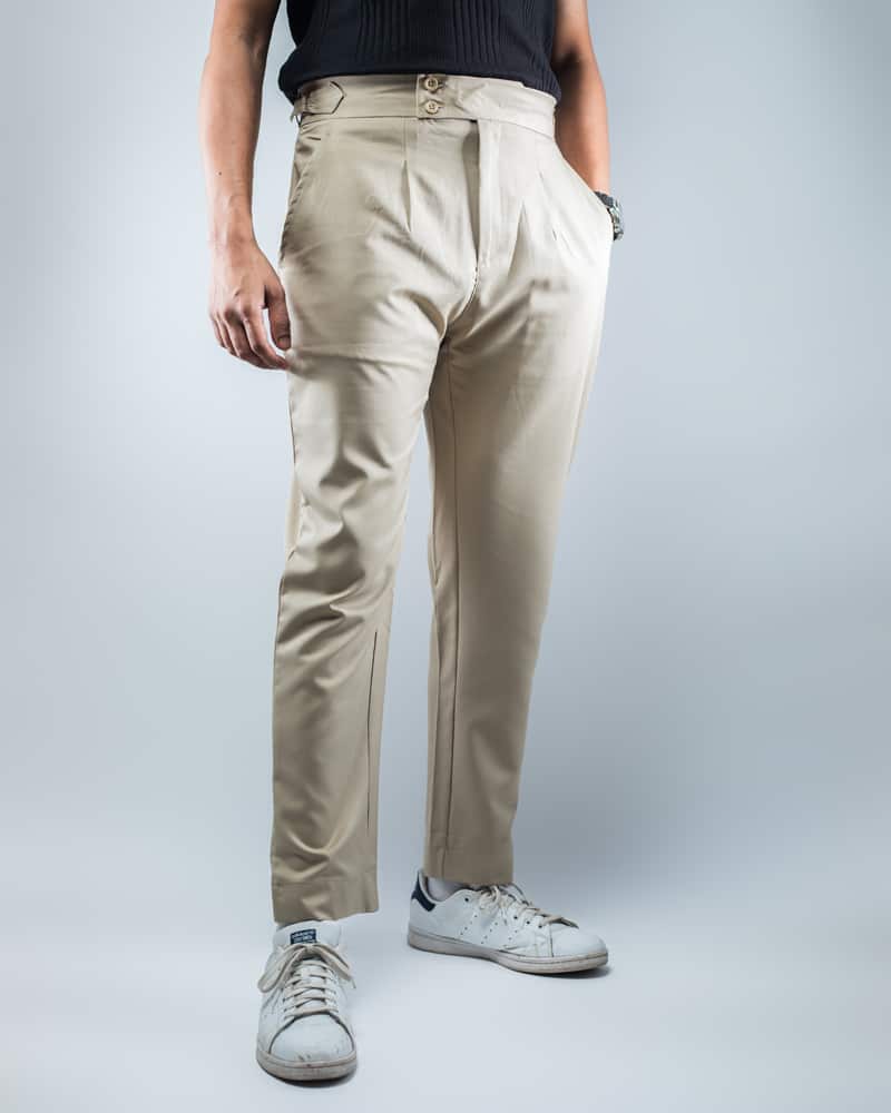 Women Grey Straight Fit Pleated Formal Pants - Gorur Ghash