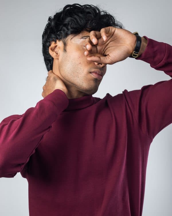 Men’s Long Sleeve Ribbed Maroon Turtleneck Pullover - Image 5