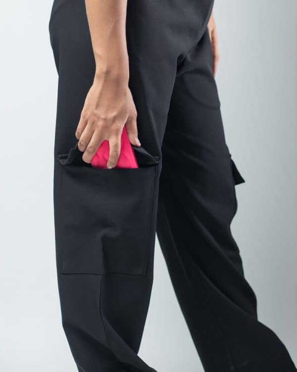 Women's Baggy Fit Cargo Pants in Black - Gorur Ghash
