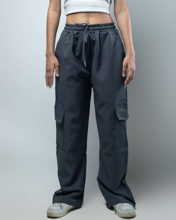 Women's Baggy Fit Cargo Pants in Dark Ash - Image 3