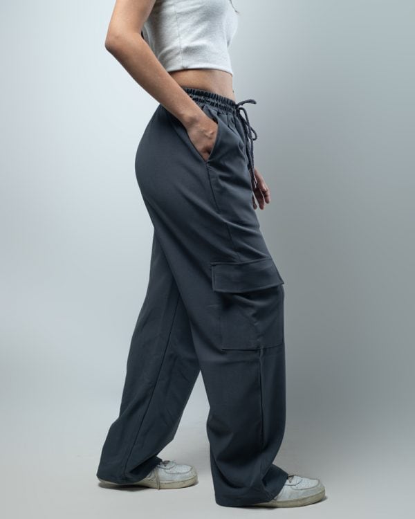 Women's Baggy Fit Cargo Pants in Dark Ash - Image 4