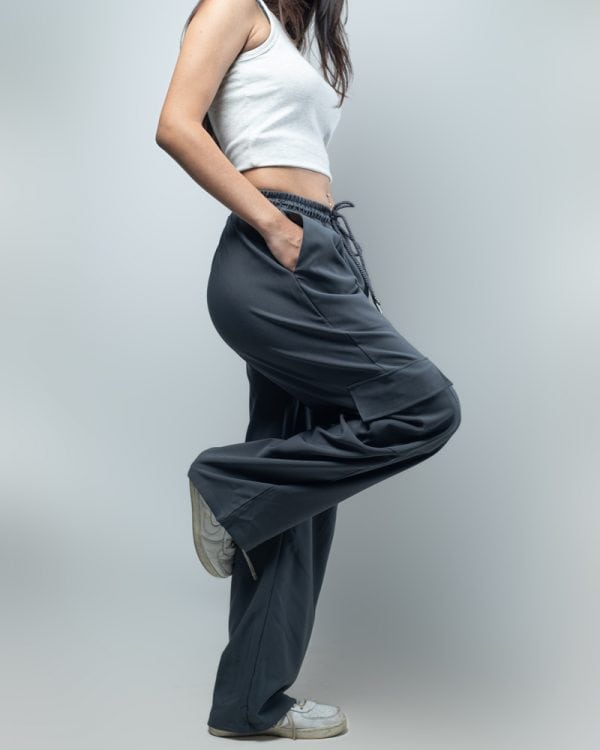 Women's Baggy Fit Cargo Pants in Dark Ash - Image 5