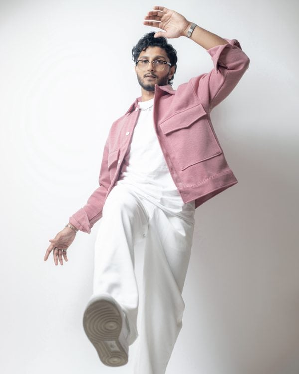 Men's Thick Boxy Jacket in Pink - Gorur Ghash