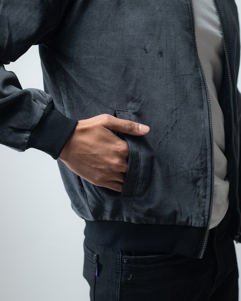 Velvet Bomber Jacket in Ash - Image 6