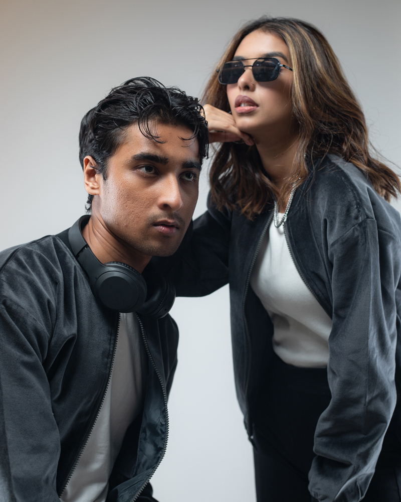 Velvet Bomber Jacket in Ash - Image 8