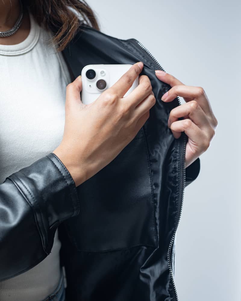 Women's Solid Faux Leather Jacket in Black - Gorur Ghash