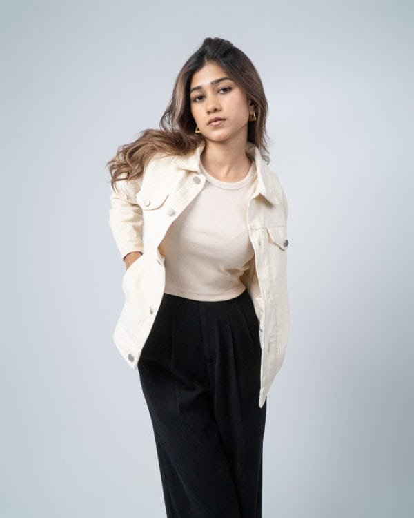 Women's Corduroy Jacket in White - Image 2