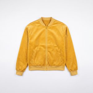 Velvet Bomber Jacket in Mustard Yellow
