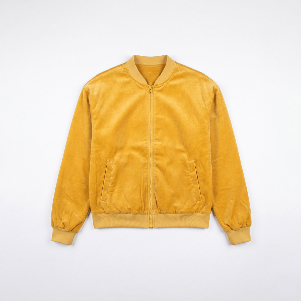 Velvet Bomber Jacket in Mustard Yellow