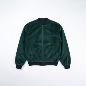 Velvet Bomber Jacket in Bottle Green