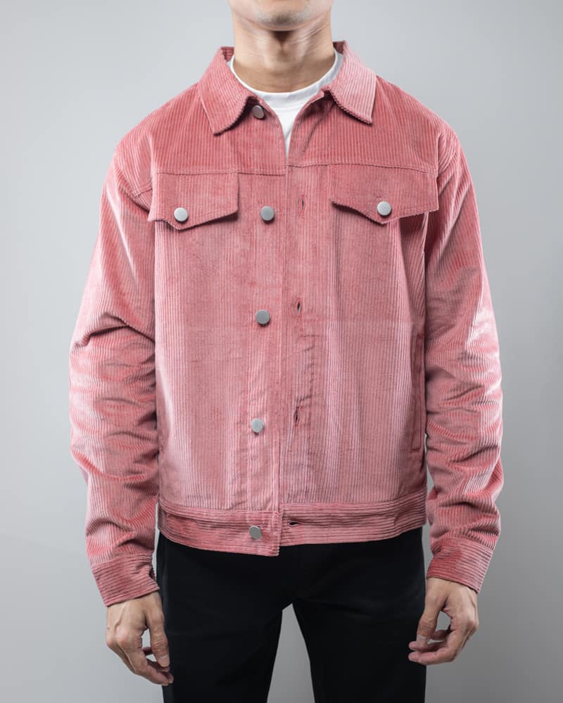 Men's Corduroy Jacket in Sweet Pink - Gorur Ghash