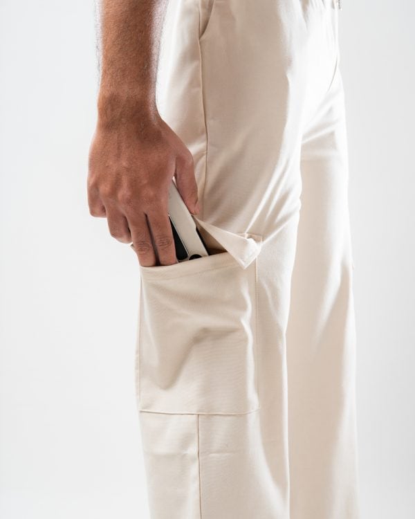 Men's Baggy Fit Cargo Pants in Creamy White