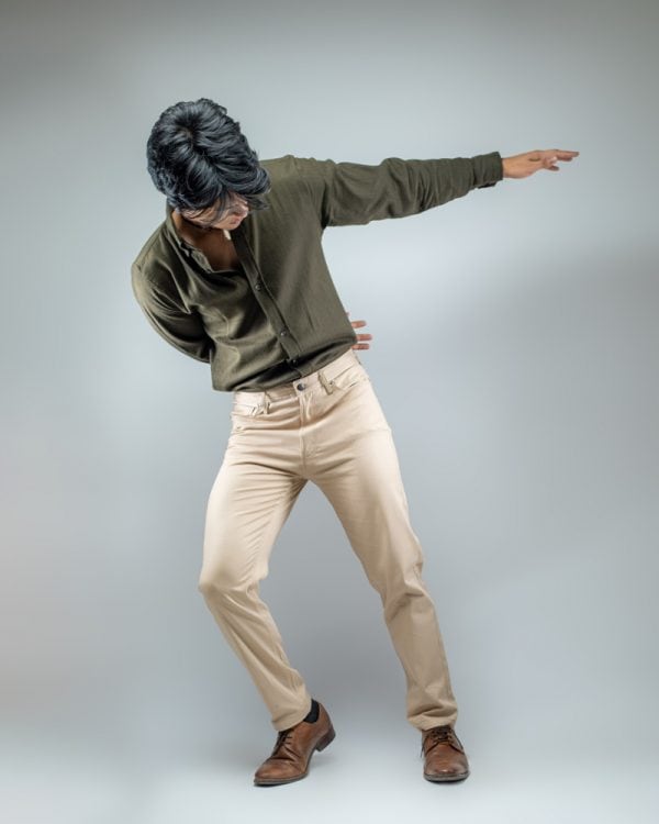 Men's Casual Regular-fit Gabardine Pants in Cream - Image 4