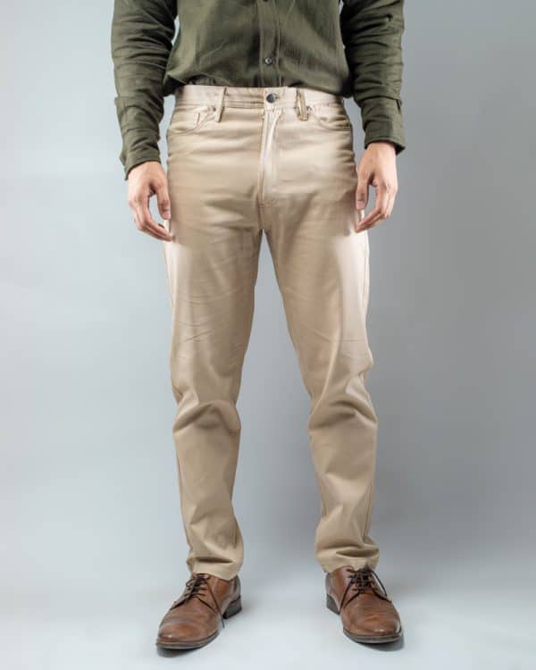 Men's Casual Regular-fit Gabardine Pants in Cream - Image 7