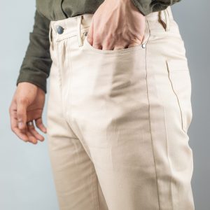Men's Casual Regular-fit Gabardine Pants in Cream